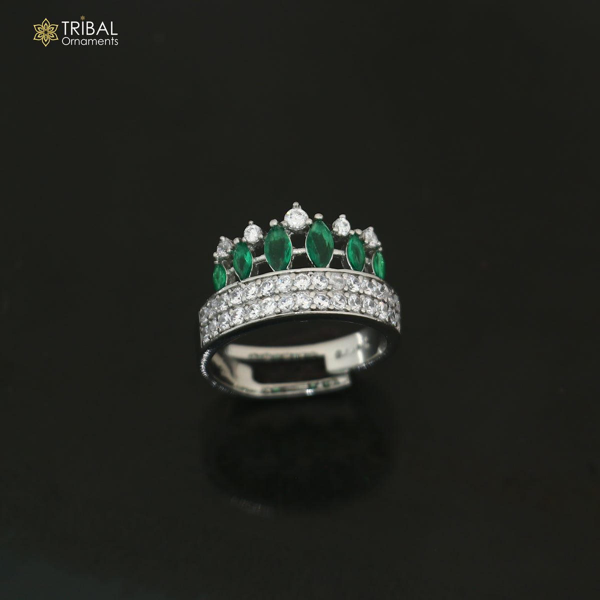 925 sterling silver crown style cz stone ring sr840