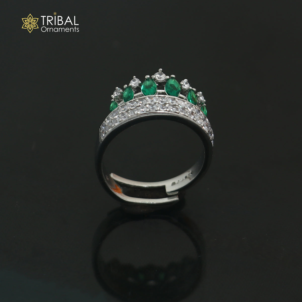 925 sterling silver crown style cz stone ring sr840