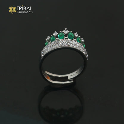 925 sterling silver crown style cz stone ring sr840