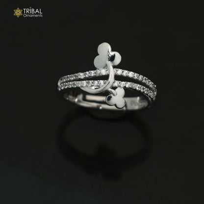925 sterling silver flower style cz stone ring sr841