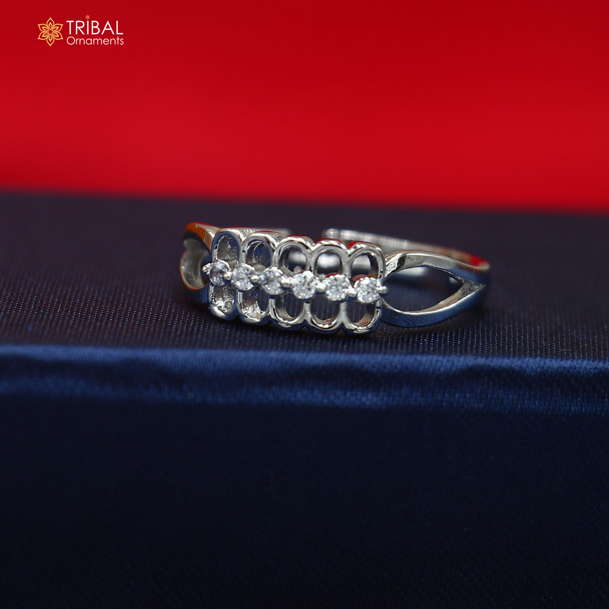 925 sterling silver stylish design cz stone ring sr842
