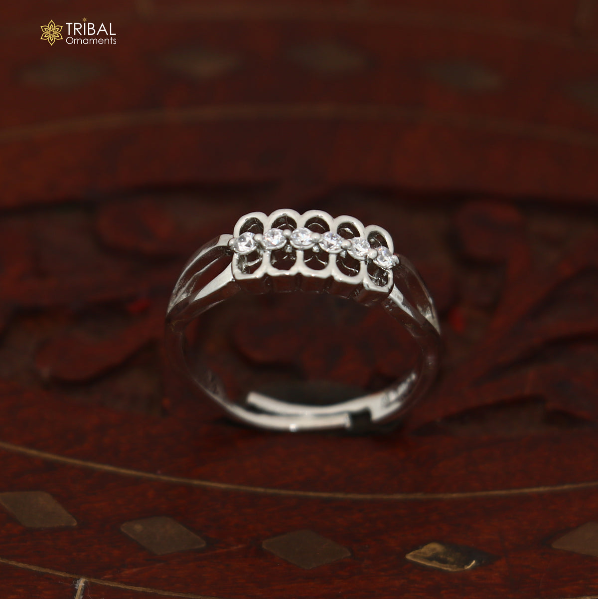 925 sterling silver stylish design cz stone ring sr842