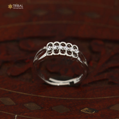 925 sterling silver stylish design cz stone ring sr842