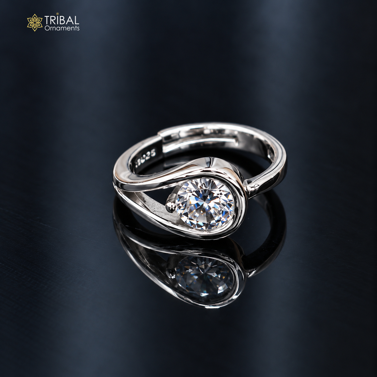 925 sterling silver stylish design single stone ring sr843