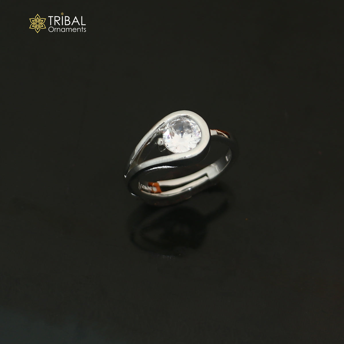 925 sterling silver stylish design single stone ring sr843