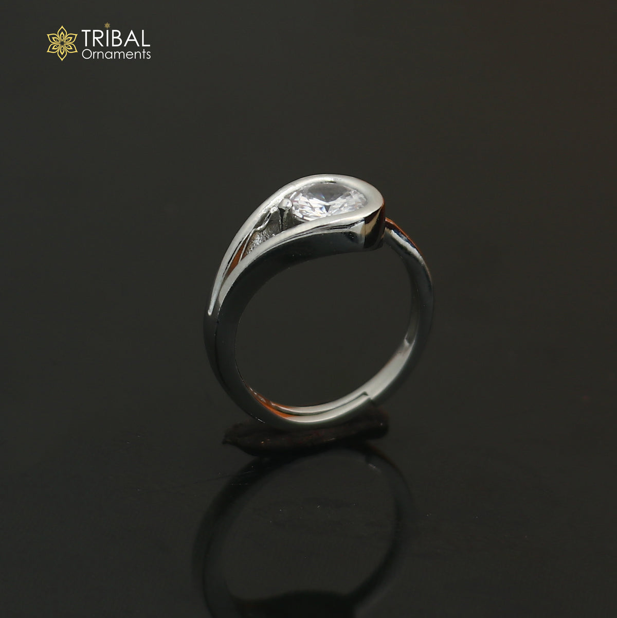 925 sterling silver stylish design single stone ring sr843