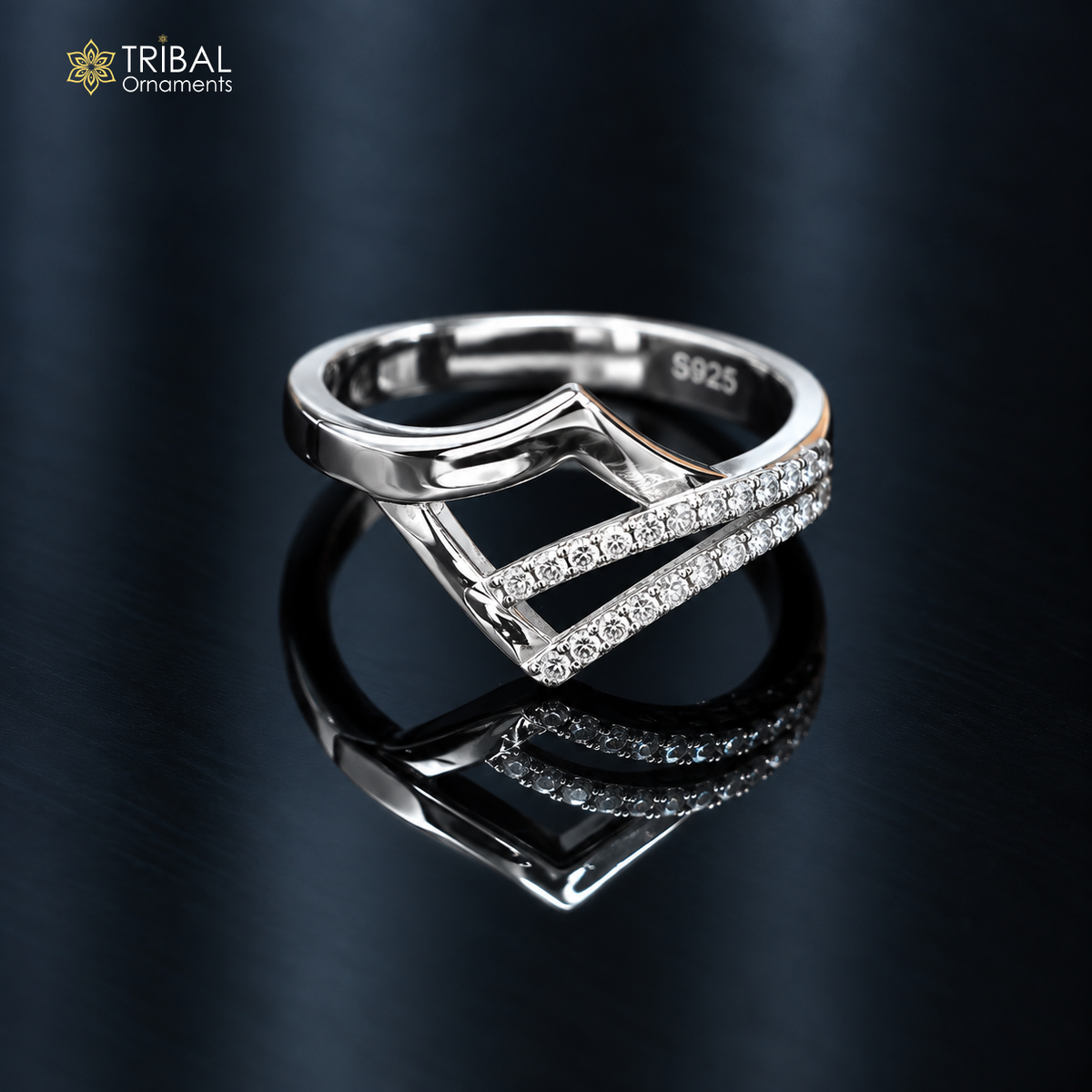 925 sterling silver stylish design cz stone ring sr846