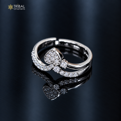 925 sterling silver heart design cz stone ring sr847