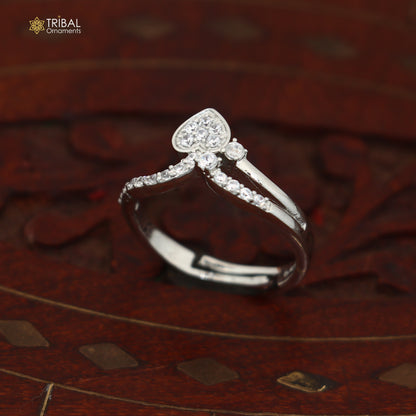 925 sterling silver heart design cz stone ring sr847