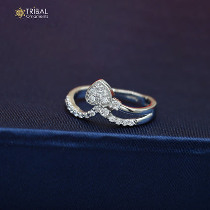 925 sterling silver heart design cz stone ring sr847