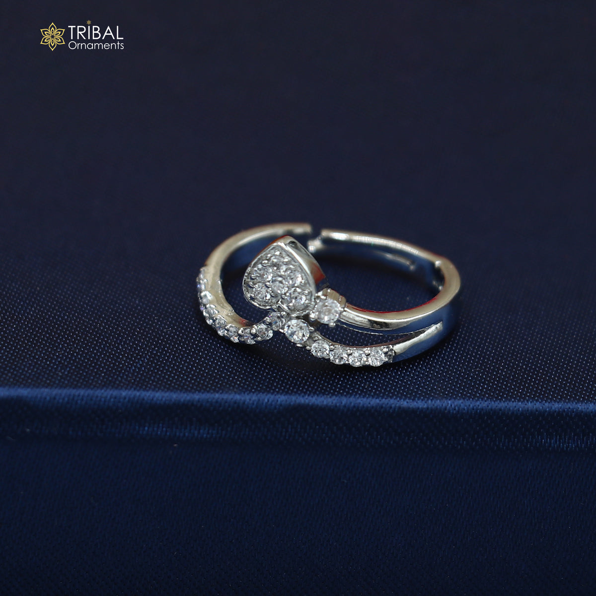 925 sterling silver heart design cz stone ring sr847