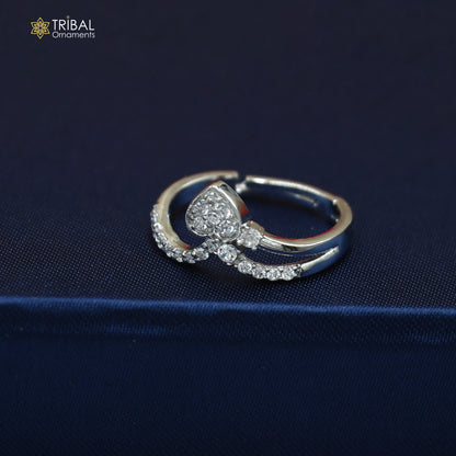 925 sterling silver heart design cz stone ring sr847