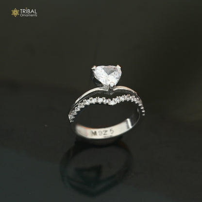 925 sterling silver heart design cz stone ring sr848