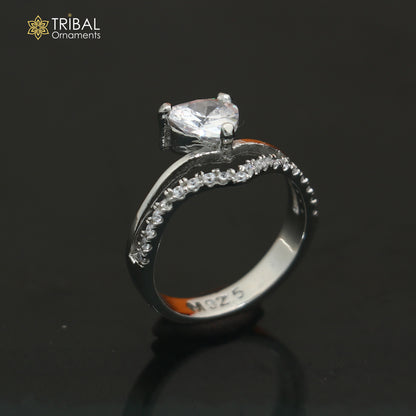 925 sterling silver heart design cz stone ring sr848