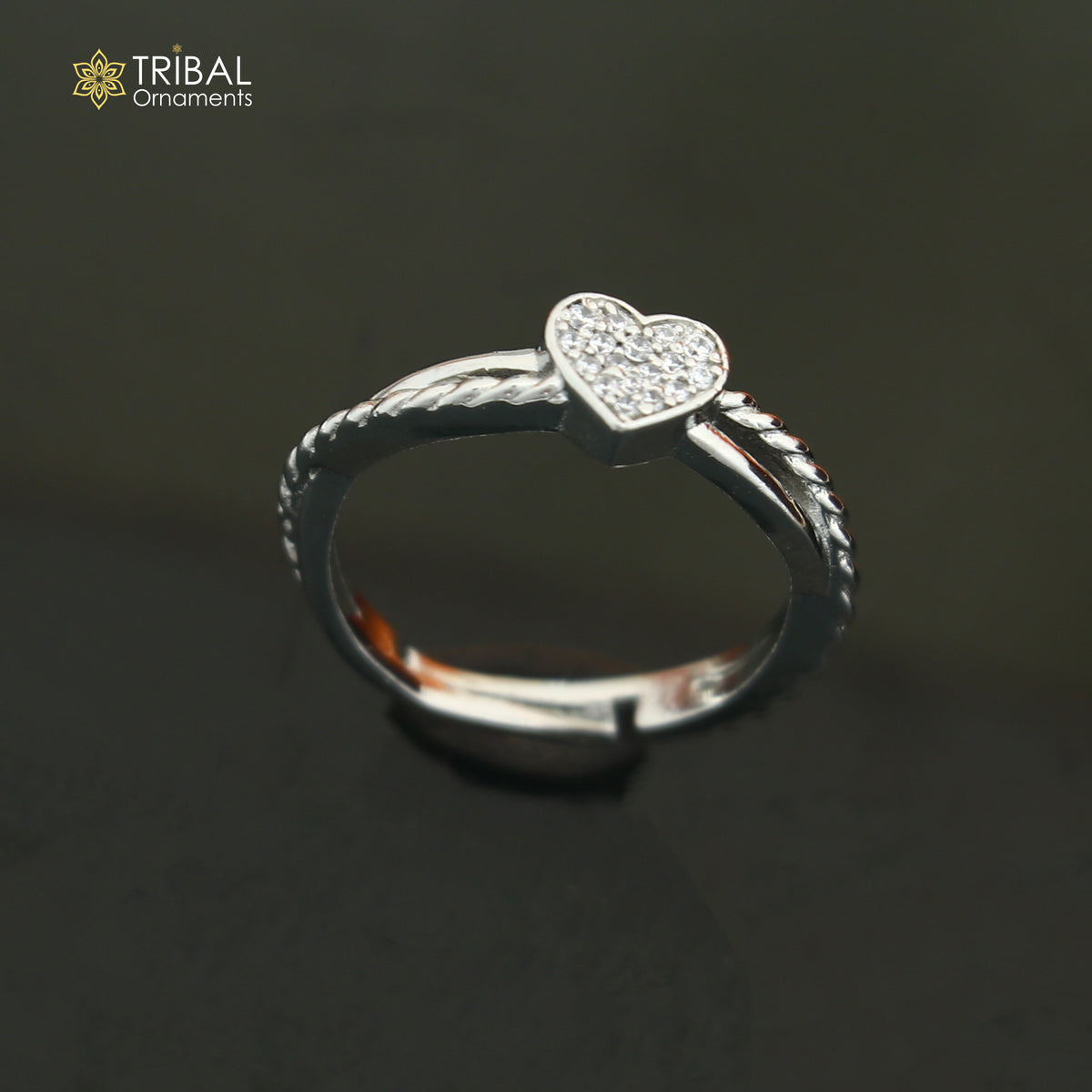 925 sterling silver heart design cz stone ring sr849
