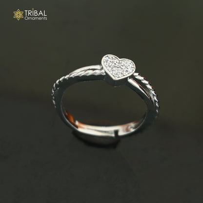 925 sterling silver heart design cz stone ring sr849