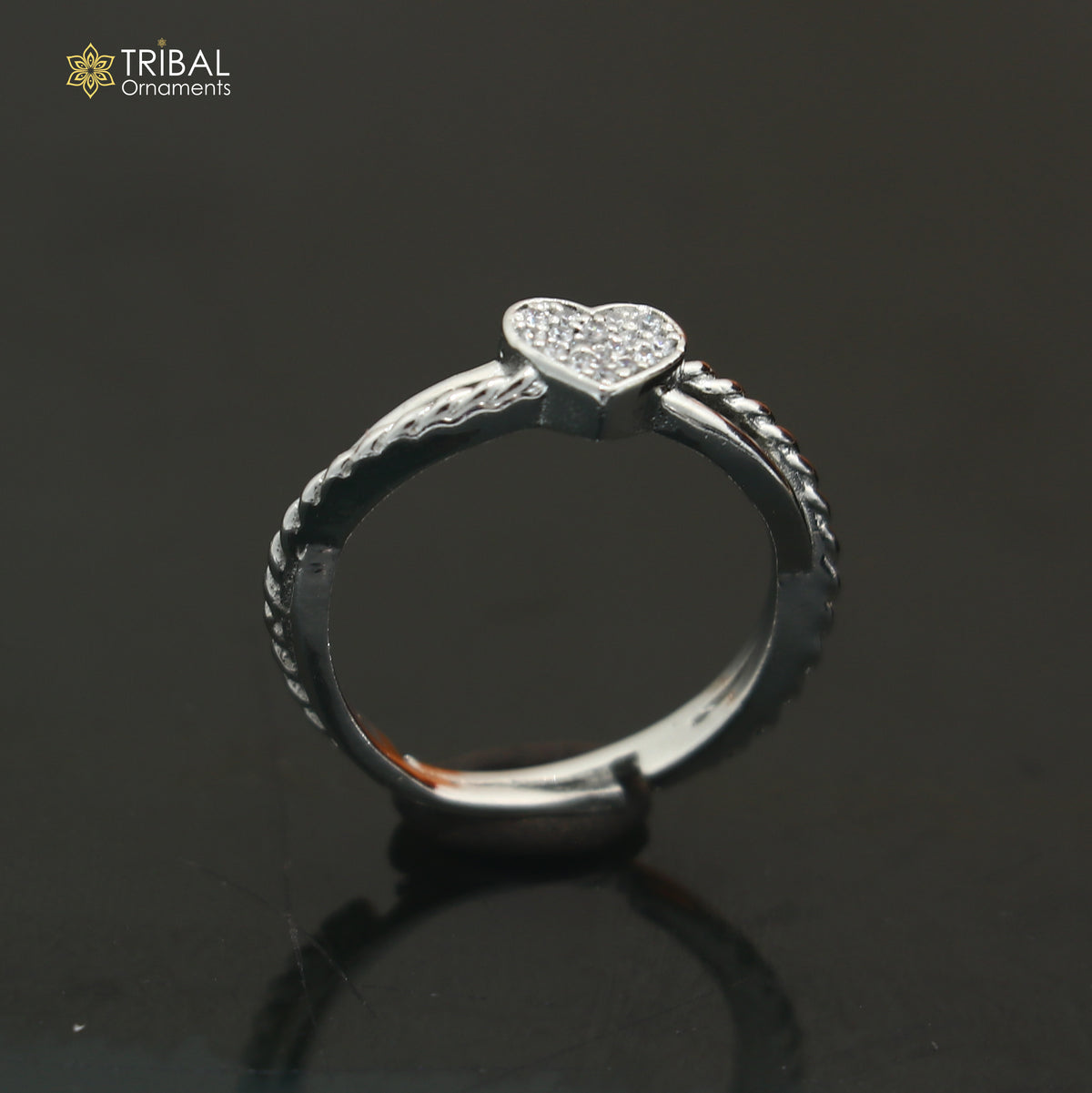 925 sterling silver heart design cz stone ring sr849