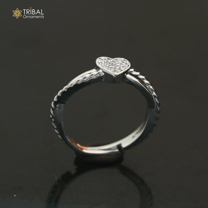 925 sterling silver heart design cz stone ring sr849