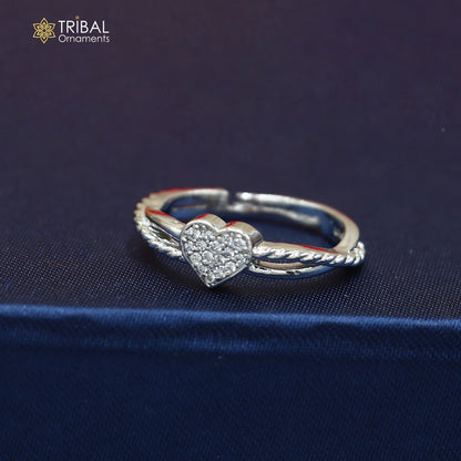 925 sterling silver heart design cz stone ring sr849