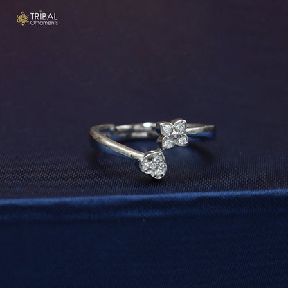 925 sterling silver heart design cz stone ring sr850