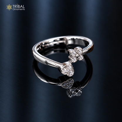 925 sterling silver heart design cz stone ring sr850