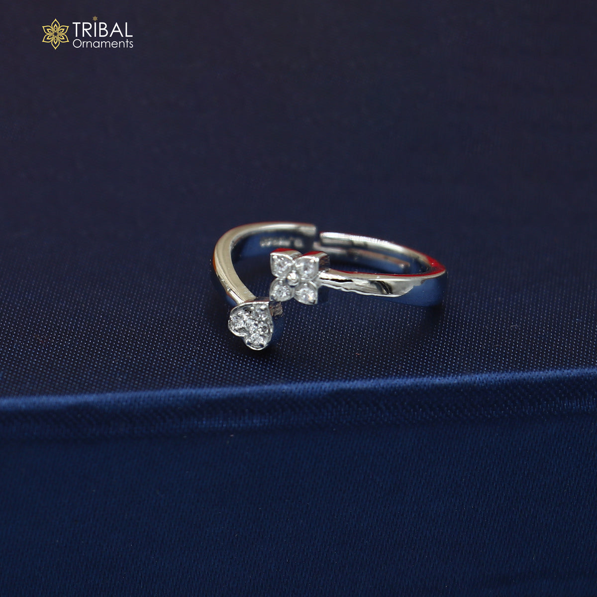 925 sterling silver heart design cz stone ring sr850