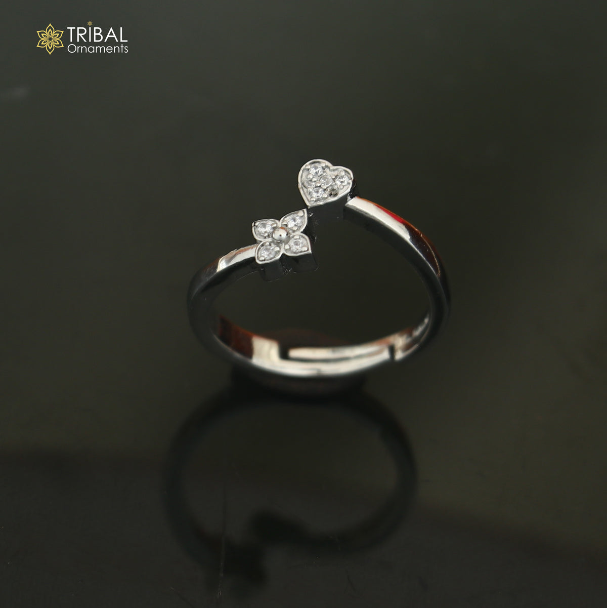 925 sterling silver heart design cz stone ring sr850