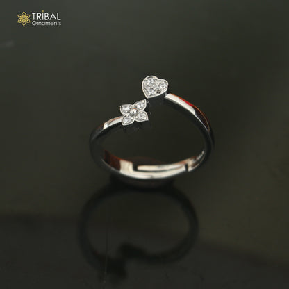 925 sterling silver heart design cz stone ring sr850