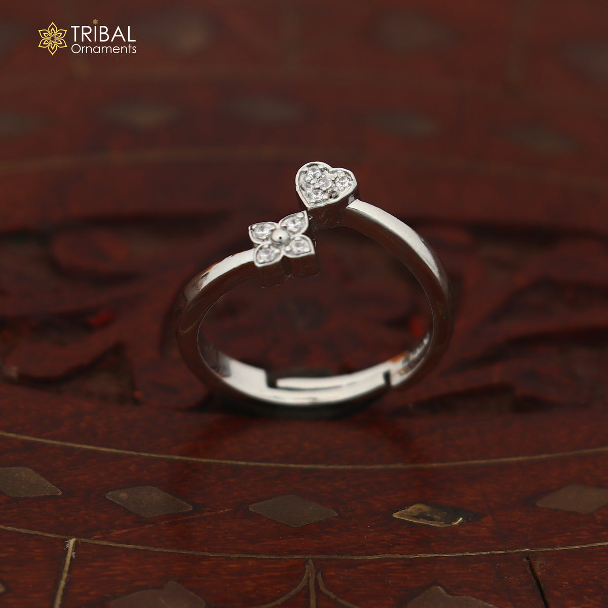 925 sterling silver heart design cz stone ring sr850