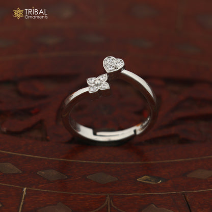 925 sterling silver heart design cz stone ring sr850