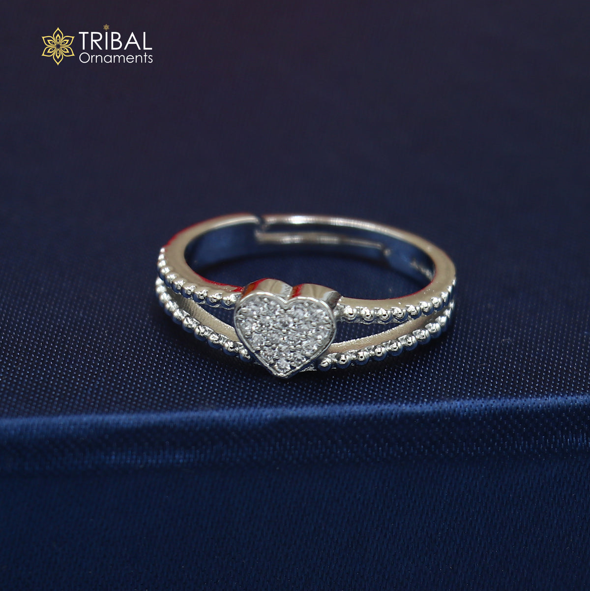 925 sterling silver heart design cz stone ring sr852