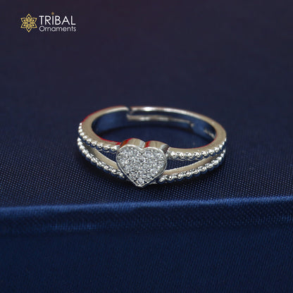 925 sterling silver heart design cz stone ring sr852