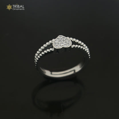 925 sterling silver heart design cz stone ring sr852