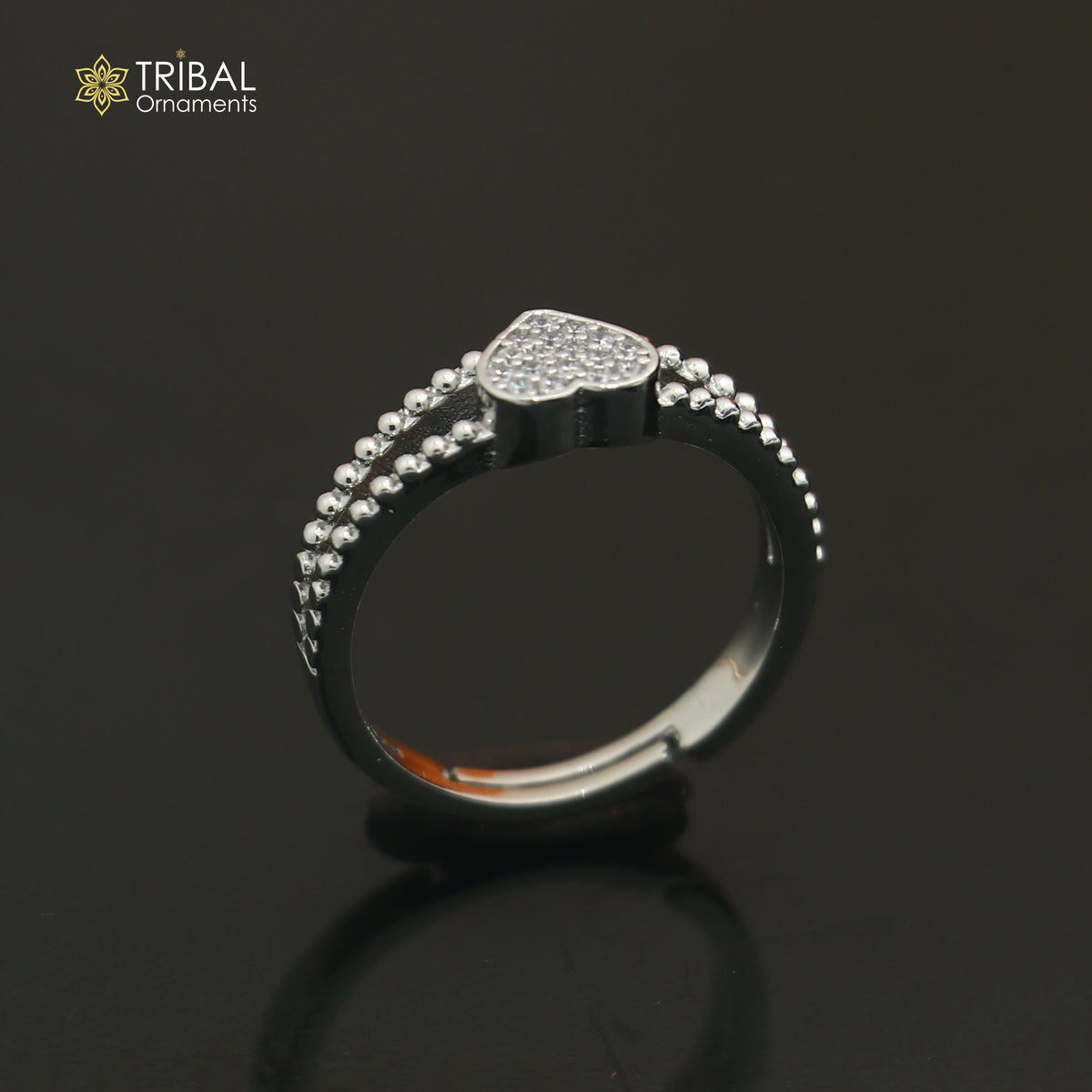 925 sterling silver heart design cz stone ring sr852