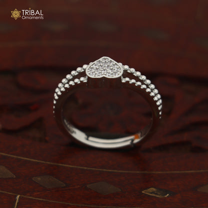 925 sterling silver heart design cz stone ring sr852