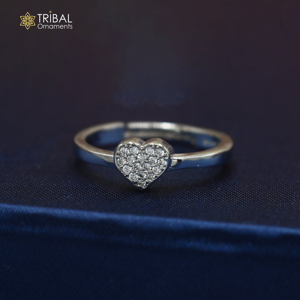 925 sterling silver heart design cz stone ring sr853