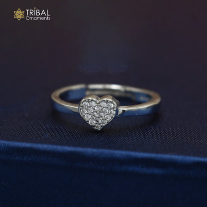 925 sterling silver heart design cz stone ring sr853