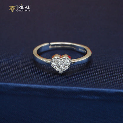 925 sterling silver heart design cz stone ring sr853