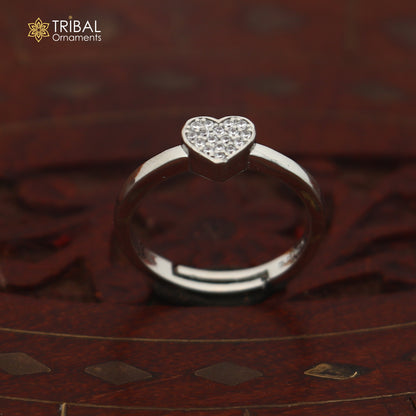 925 sterling silver heart design cz stone ring sr853