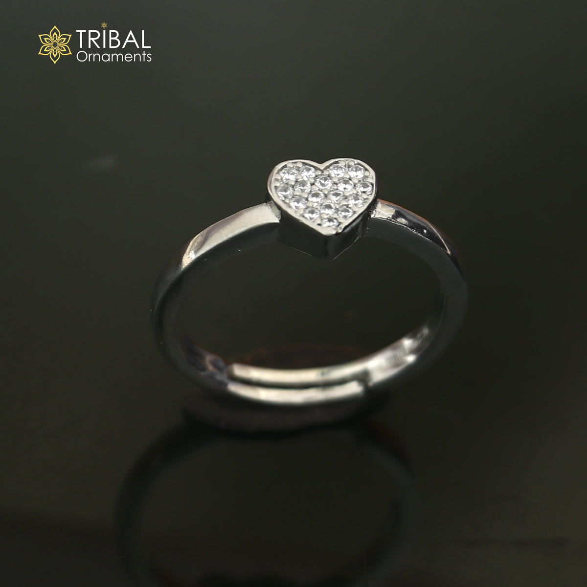 925 sterling silver heart design cz stone ring sr853