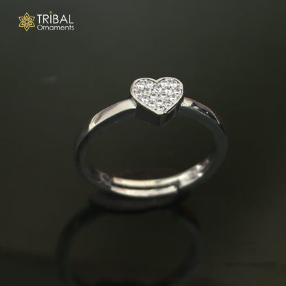 925 sterling silver heart design cz stone ring sr853