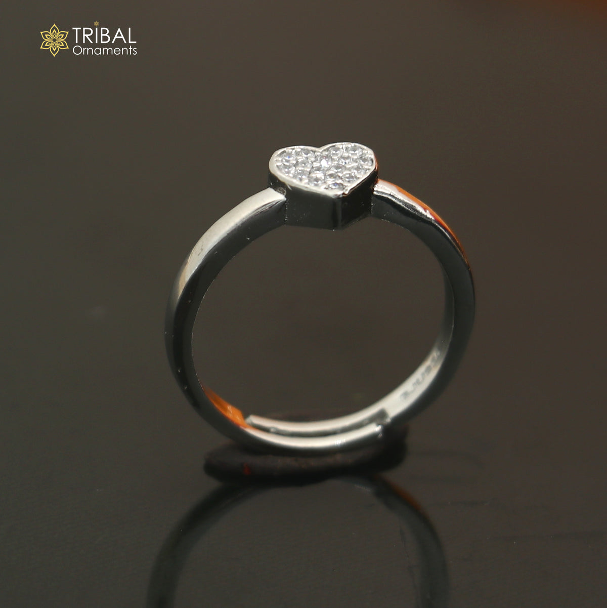 925 sterling silver heart design cz stone ring sr853
