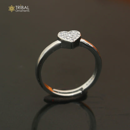 925 sterling silver heart design cz stone ring sr853
