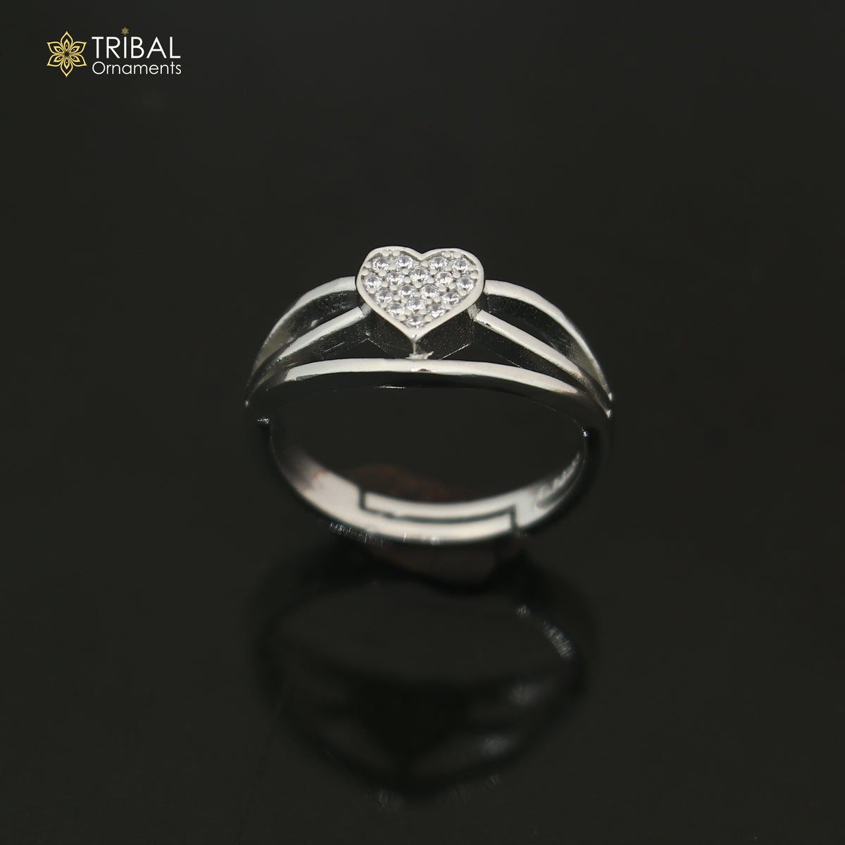 925 sterling silver heart design cz stone ring sr855