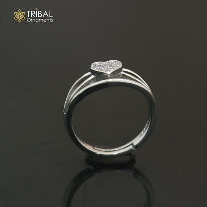 925 sterling silver heart design cz stone ring sr855
