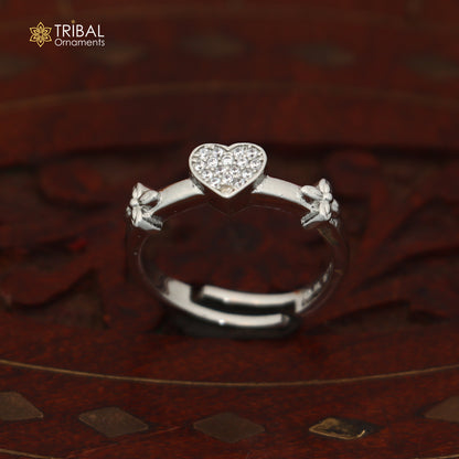 925 sterling silver heart design cz stone ring sr856