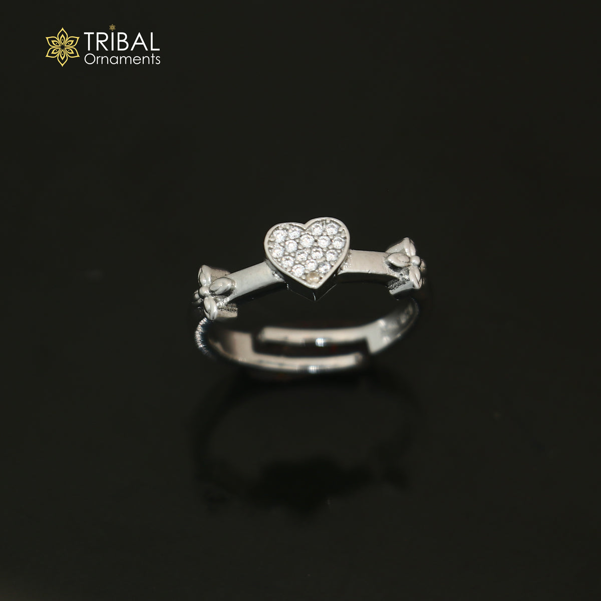 925 sterling silver heart design cz stone ring sr856