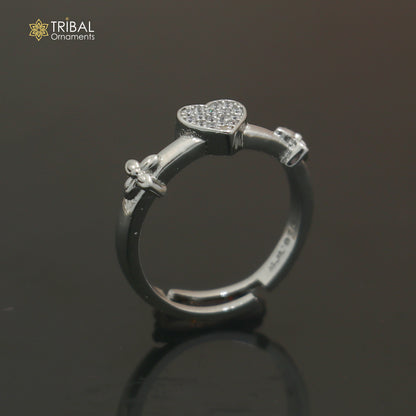 925 sterling silver heart design cz stone ring sr856