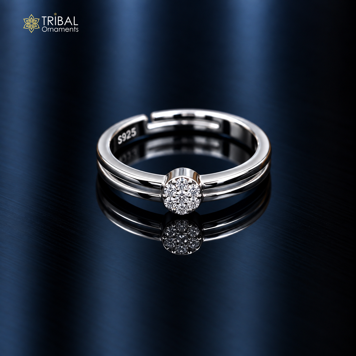 925 sterling silver stylish cz stone ring sr857