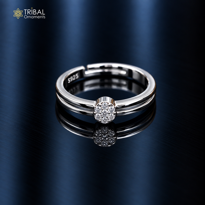 925 sterling silver stylish cz stone ring sr857